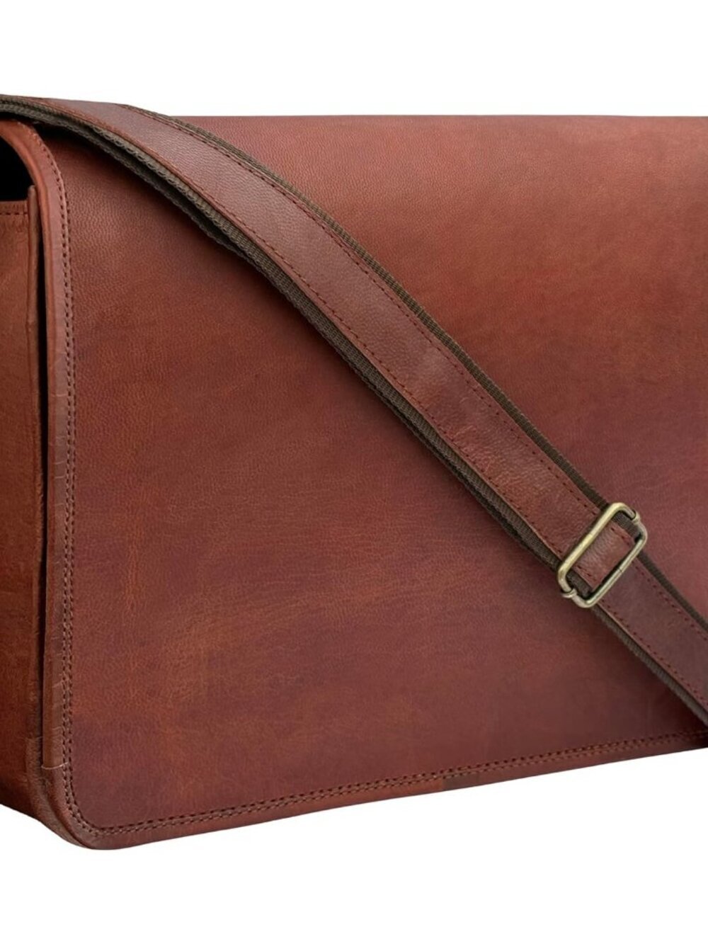 Men's Brown Genuine Leather Vintage Adjustable Strap Stylish Messenger Hand Bag - Picture 1 of 6